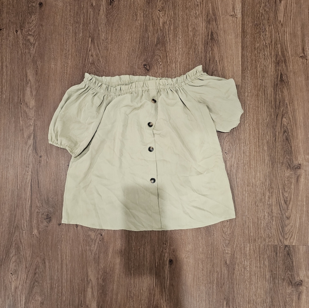 SHEIN Light Green Off-Shoulder Blouse